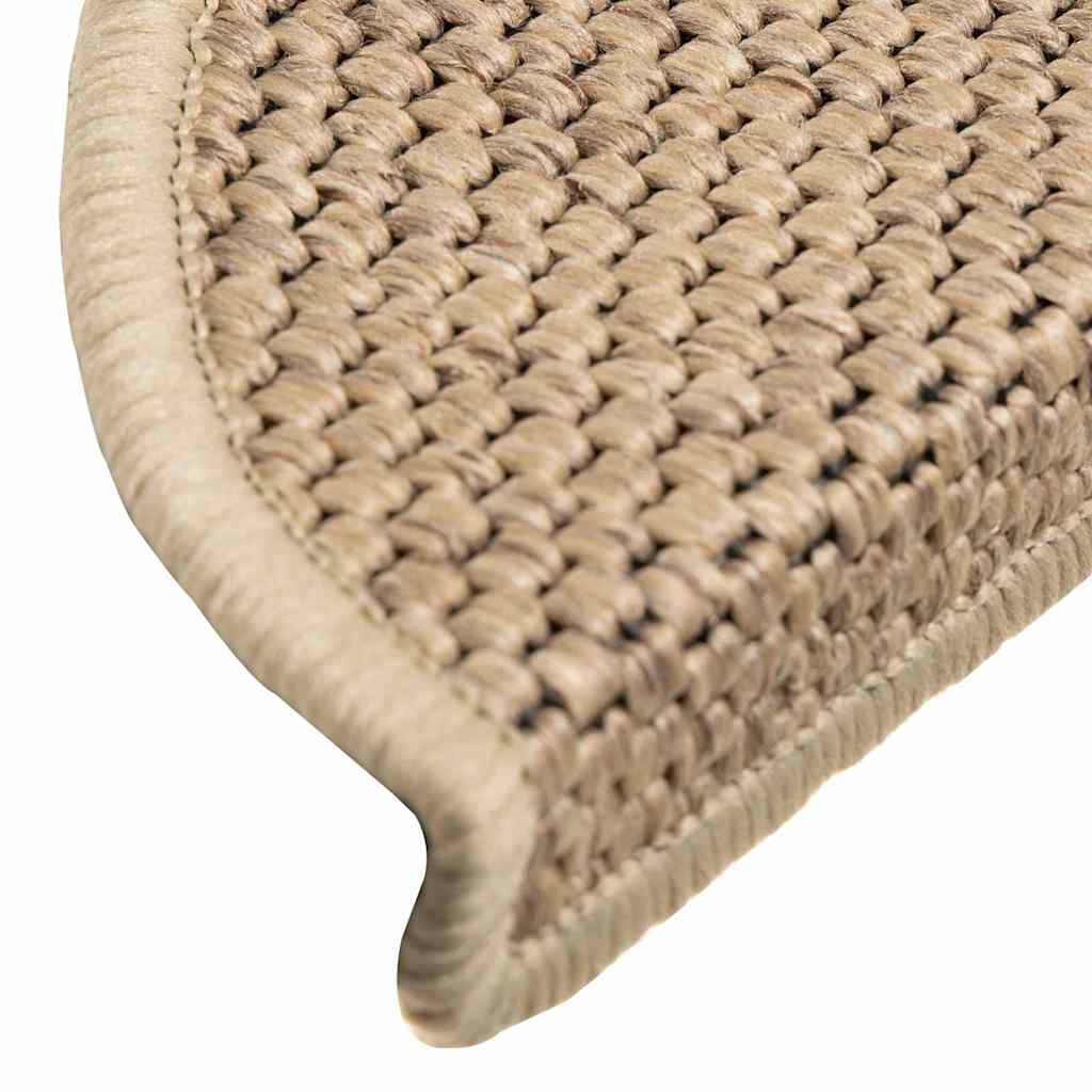 selvklæbende trappemåtter 30stk. 56x17x3cm sisal-look sandfarve