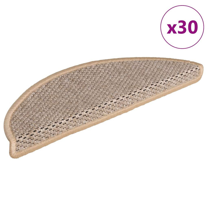 selvklæbende trappemåtter 30stk. 56x17x3cm sisal-look lys beige