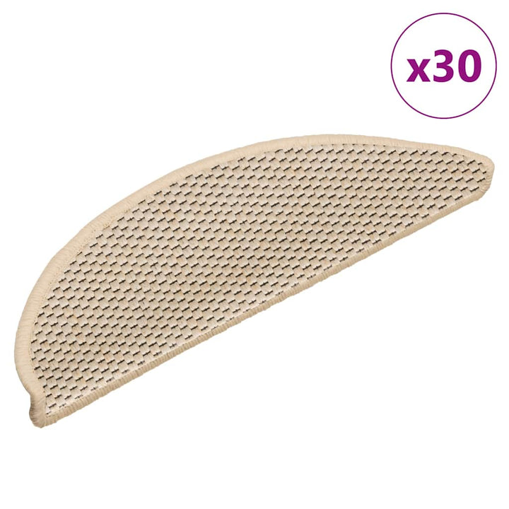 selvklæbende trappemåtter 30 stk. 56x17x3 cm sisal-look creme