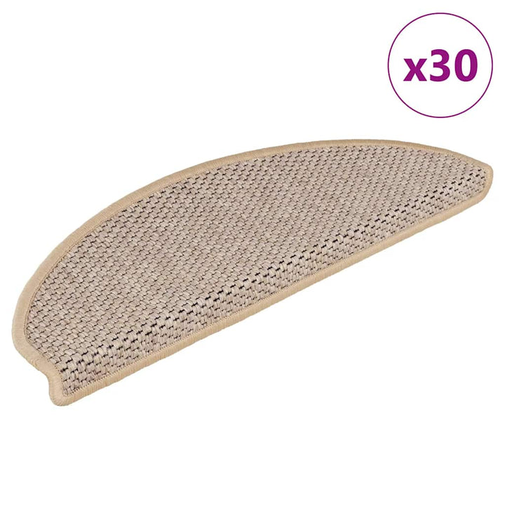 selvklæbende trappemåtter 30stk. 65x21x4cm sisal-look lys beige