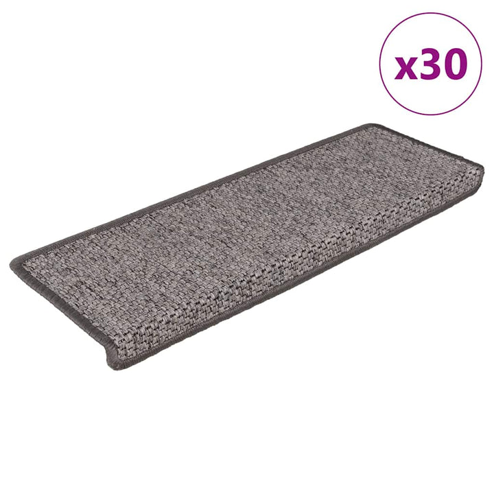 selvklæbende trappemåtter 30stk. 65x21x4cm sisal-look grå beige