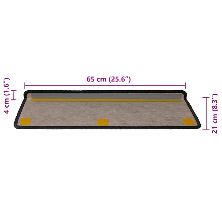 selvklæbende trappemåtter 30 stk. 65x21x4cm sisal-look antracit