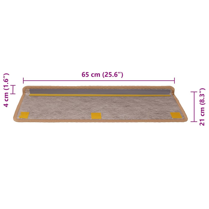 selvklæbende trappemåtter 30 stk. 65x21x4 cm sisal-look orange