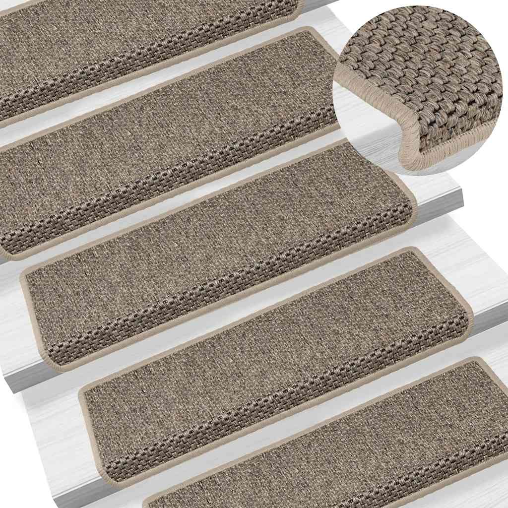 selvklæbende trappemåtter 30 stk. 65x21x4 cm sisal-look beige