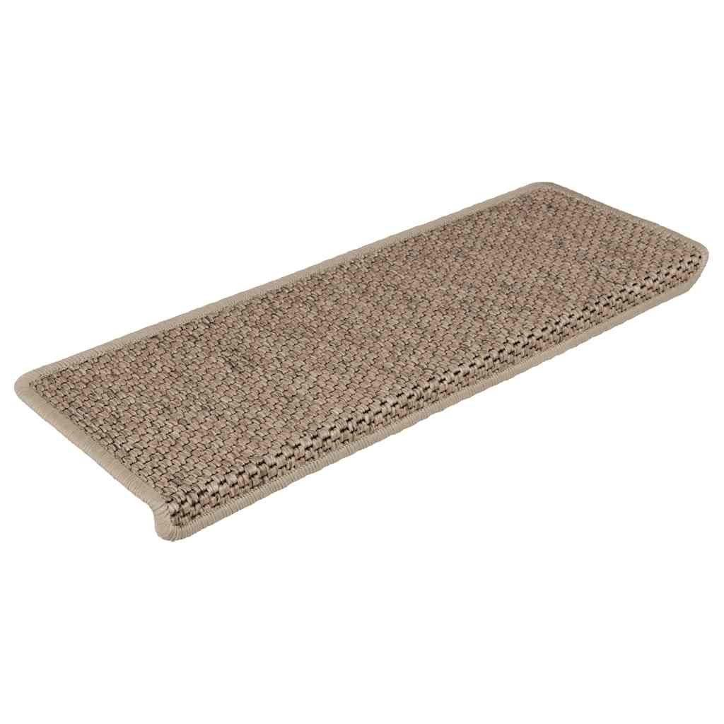 selvklæbende trappemåtter 30stk. 65x21x4cm sisal-look sandfarve