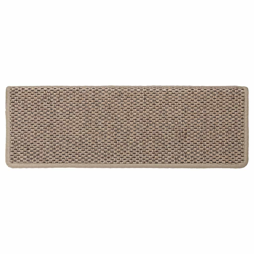 selvklæbende trappemåtter 30stk. 65x21x4cm sisal-look sandfarve