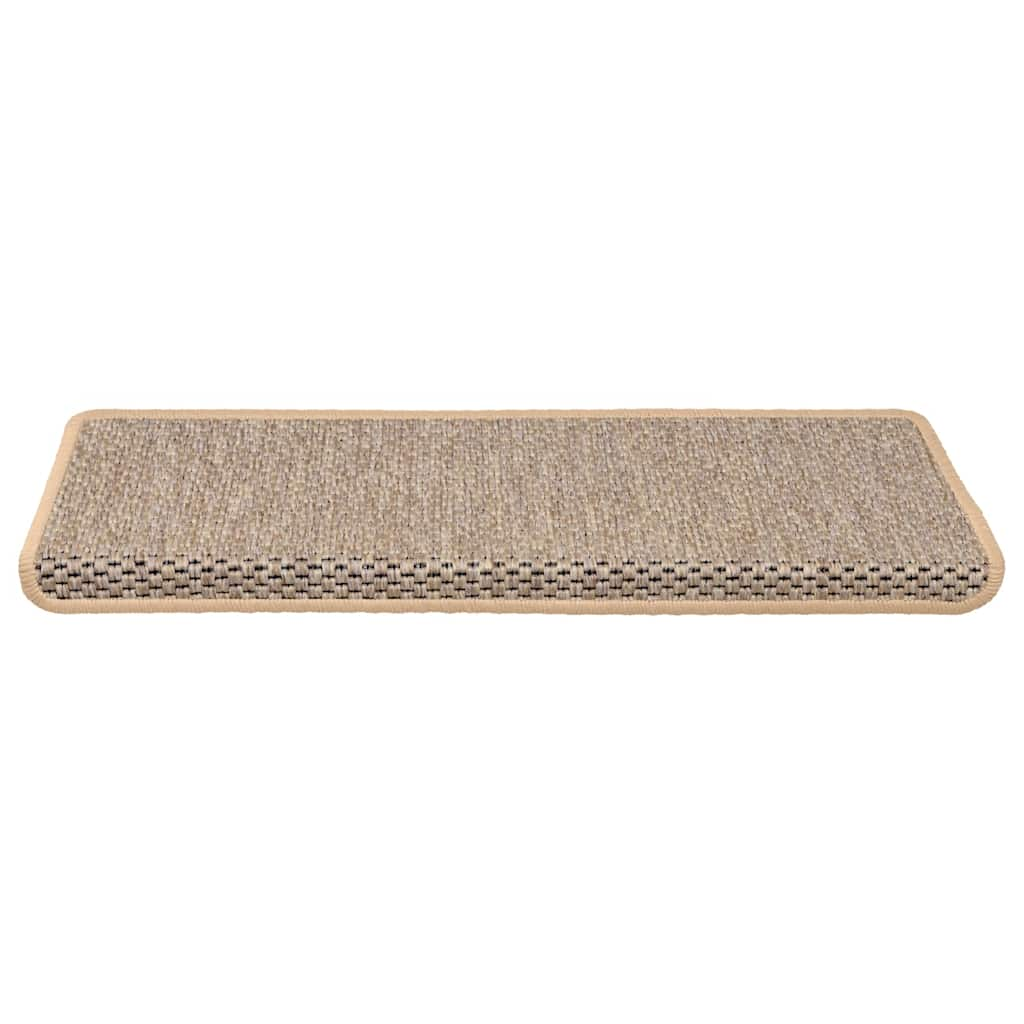 selvklæbende trappemåtter 30stk. 65x21x4cm sisal-look lys beige