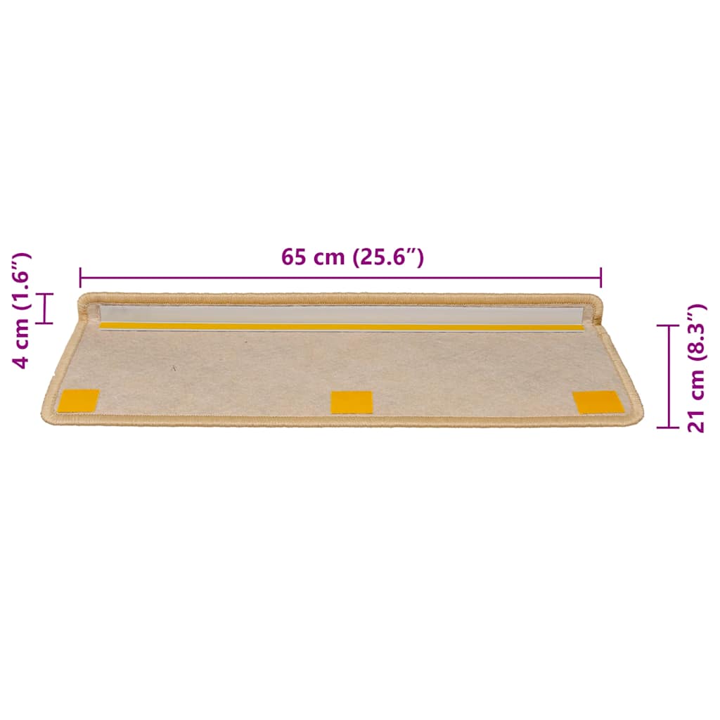 selvklæbende trappemåtter 30stk. 65x21x4cm sisal-look lys beige