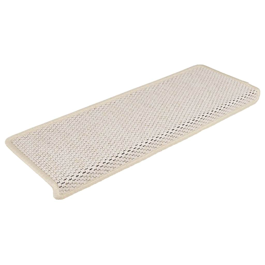 selvklæbende trappemåtter 30 stk. 65x21x4 cm sisal-look creme