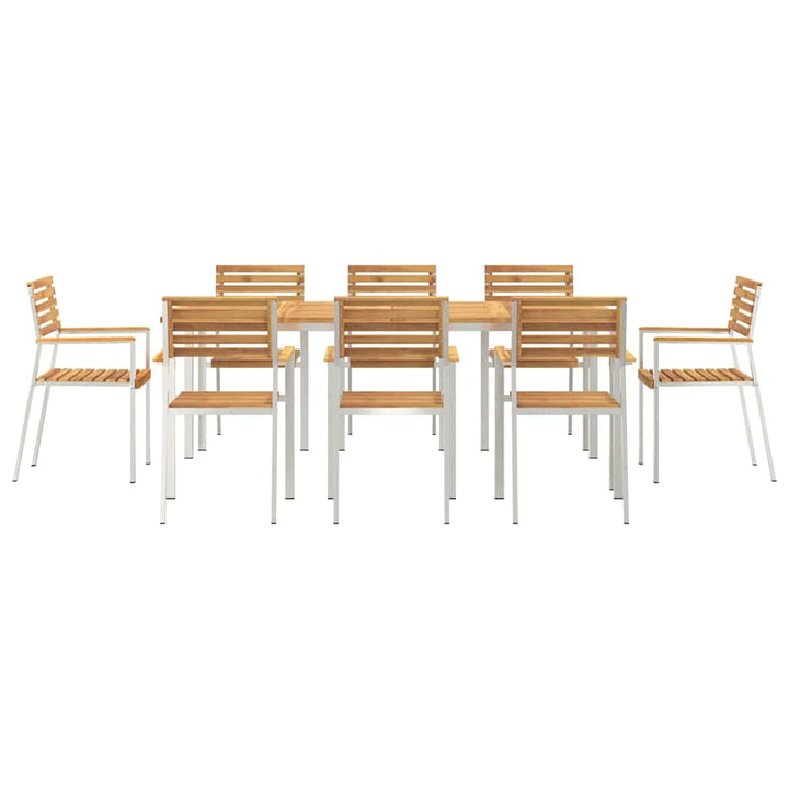 Have Spisebordssæt 9 pcs Massiv akacietræ og rustfrit stål