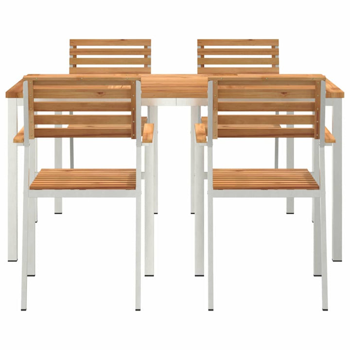 Have Spisebordssæt 5 pcs Massiv teaktræ og rustfrit stål