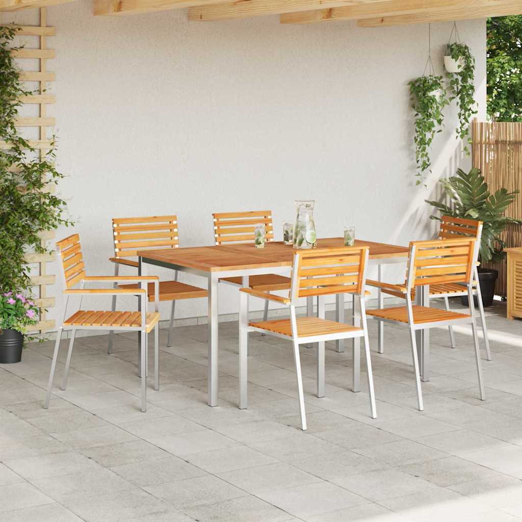 Have Spisebordssæt 7 pcs Massiv teaktræ og rustfrit stål