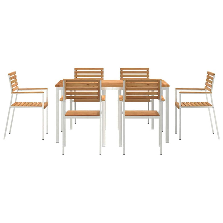 Have Spisebordssæt 7 pcs Massiv teaktræ og rustfrit stål