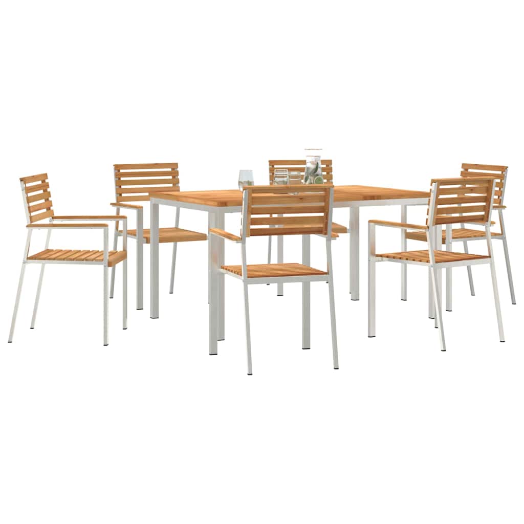 Have Spisebordssæt 7 pcs Massiv teaktræ og rustfrit stål