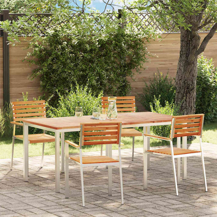 Have Spisebordssæt 5 pcs Massiv teaktræ og rustfrit stål
