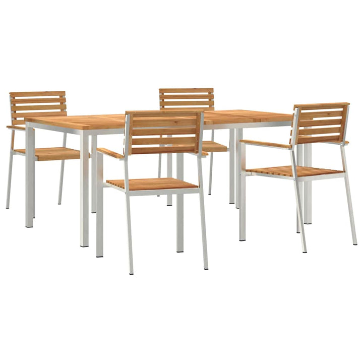 Have Spisebordssæt 5 pcs Massiv teaktræ og rustfrit stål