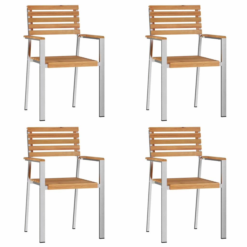 Have Spisebordssæt 5 pcs Massiv teaktræ og rustfrit stål