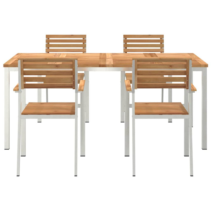 Have Spisebordssæt 5 pcs Massiv teaktræ og rustfrit stål