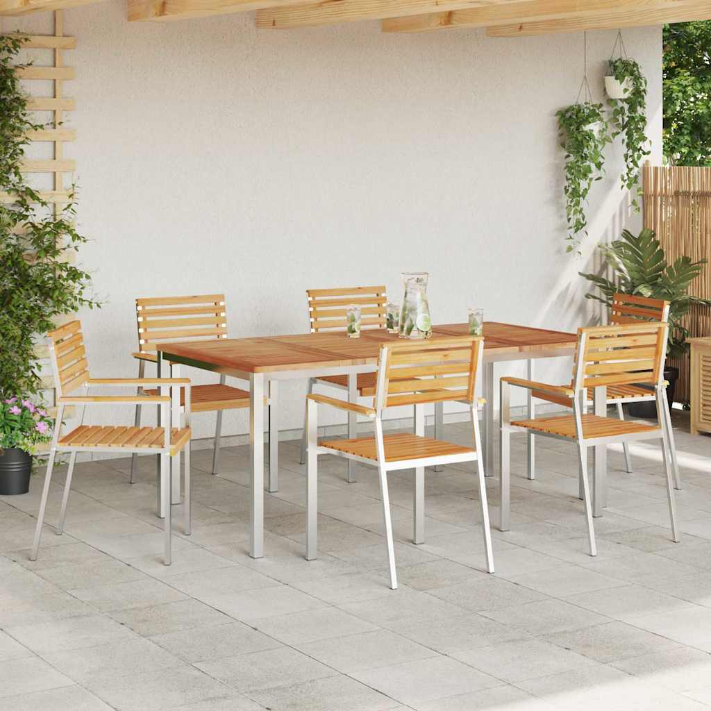 Have Spisebordssæt 7 pcs Massiv teaktræ og rustfrit stål
