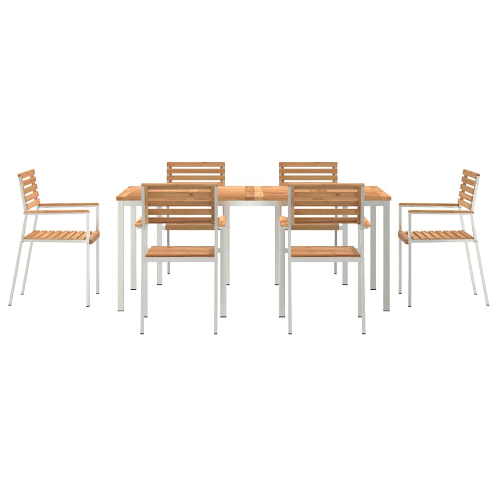 Have Spisebordssæt 7 pcs Massiv teaktræ og rustfrit stål