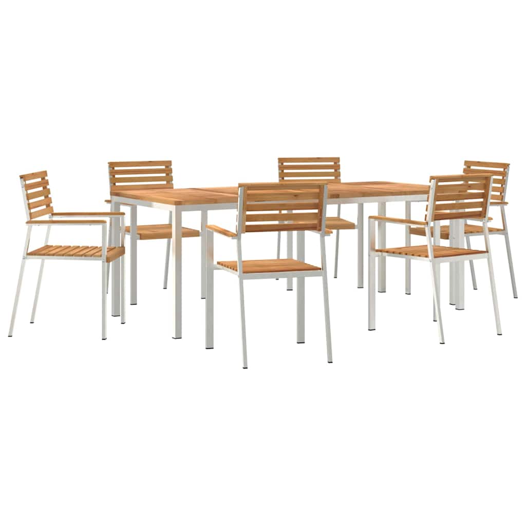 Have Spisebordssæt 7 pcs Massiv teaktræ og rustfrit stål