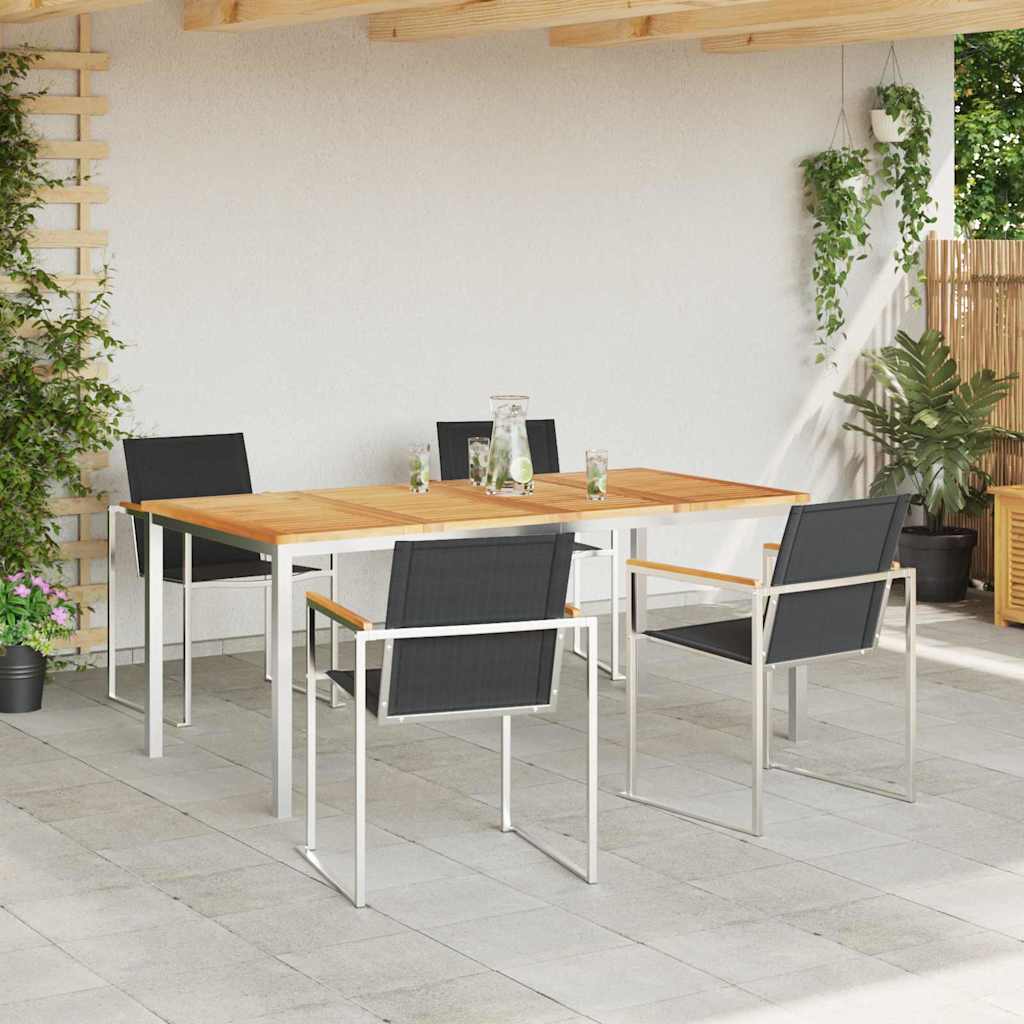 Have Spisebordssæt 5 pcs Massiv teaktræ og rustfrit stål