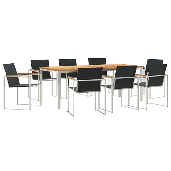 Have Spisebordssæt 9 pcs Massiv teaktræ og rustfrit stål