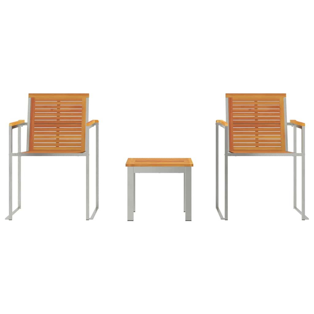 Solstol 3 pcs Brun Massiv akacietræ og rustfrit stål