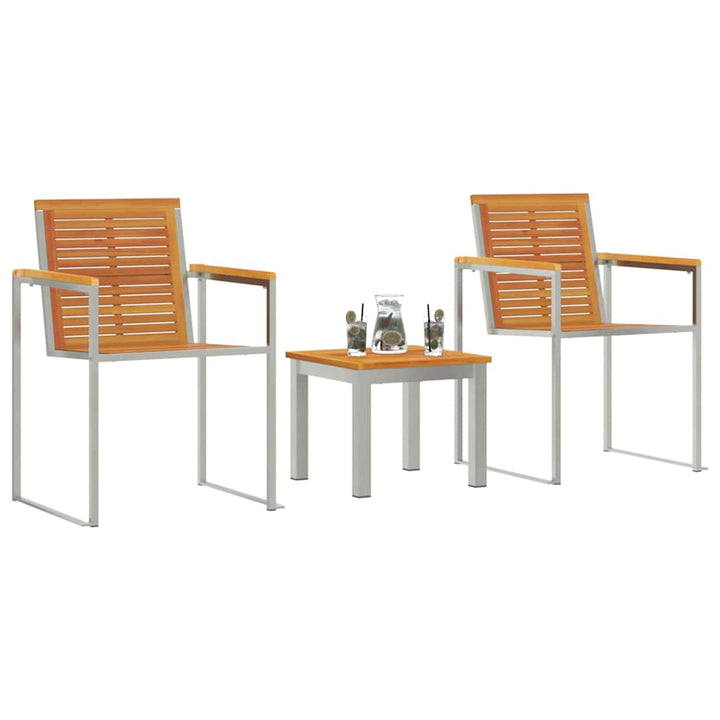 Solstol 3 pcs Brun Massiv akacietræ og rustfrit stål
