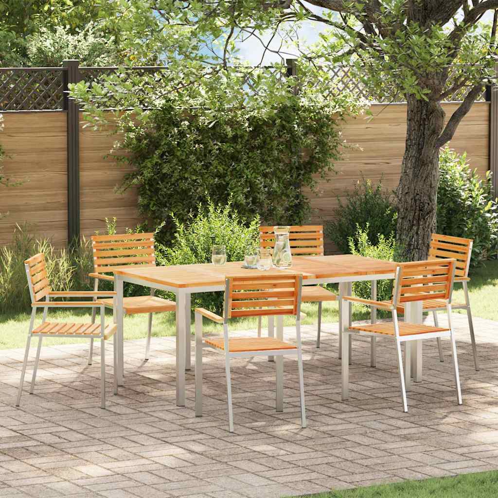 Have Stol 6 pcs Massiv teaktræ og rustfrit stål