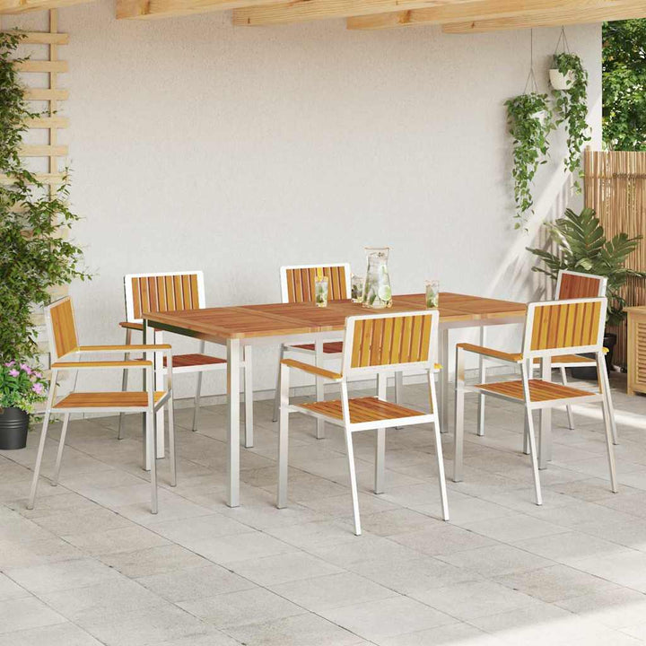 Have Stol 6 pcs Massiv akacietræ og rustfrit stål