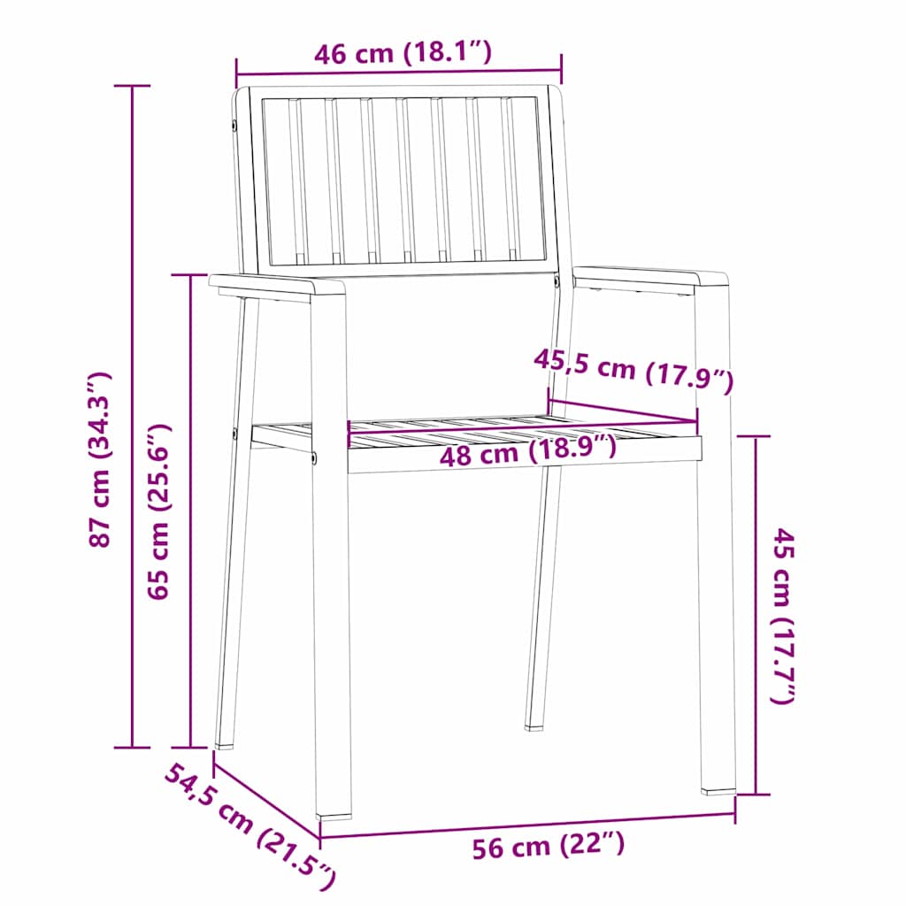 Have Stol 8 pcs Brun 56 x 54,5 x 87 cm Massivt Akacietræ