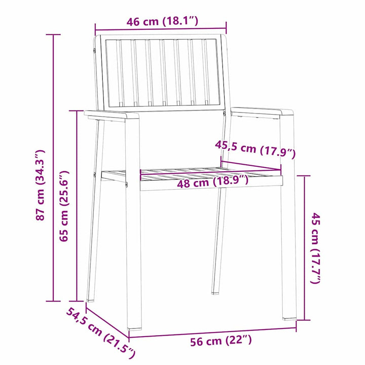 Have Stol 8 pcs Brun 56 x 54,5 x 87 cm Massivt Akacietræ