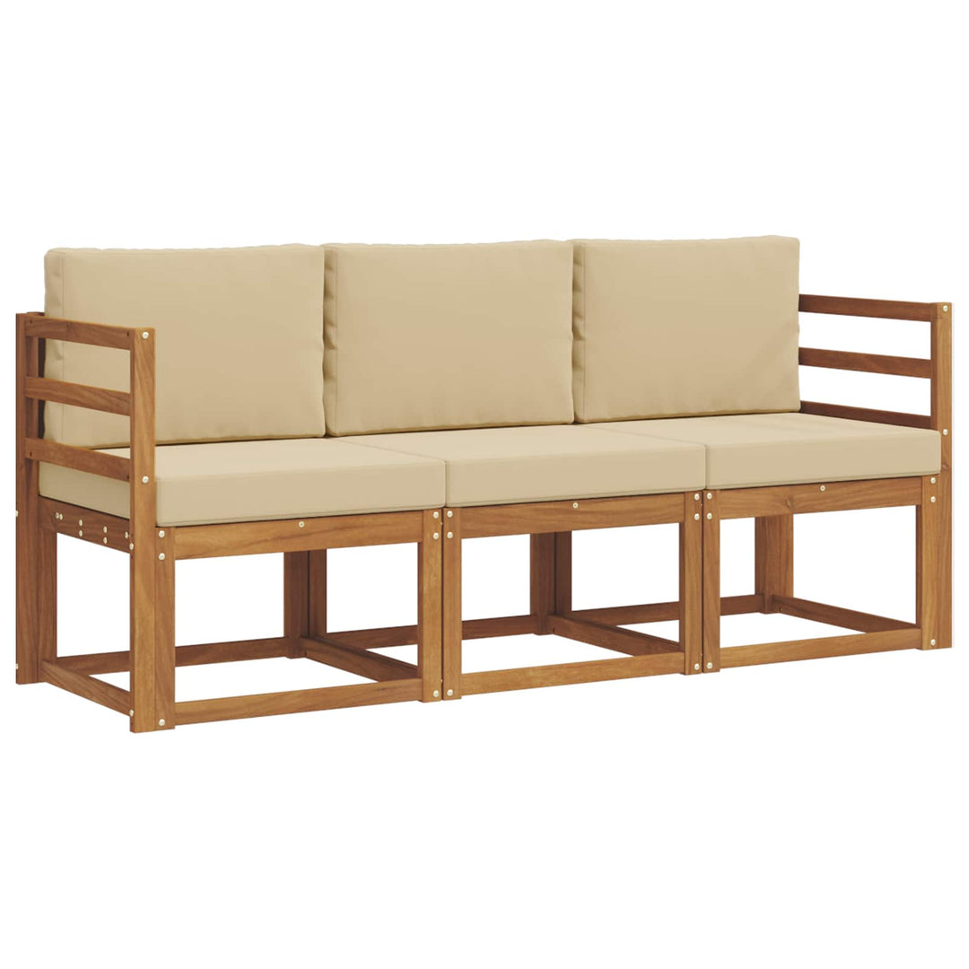 Udendørs sofagruppe med pude 3 pcs Naturlig og Beige