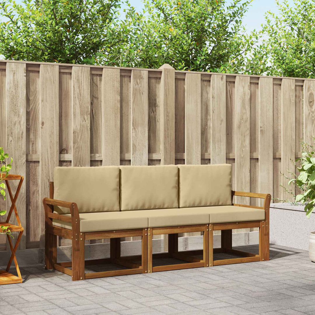 Udendørs sofagruppe med pude 3 pcs Naturlig og Beige