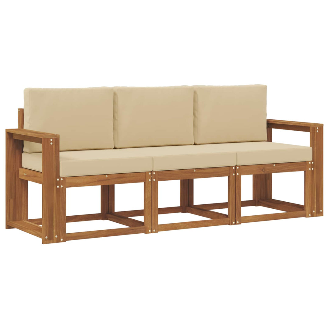 Udendørs sofagruppe med pude 3 pcs Naturlig og Beige