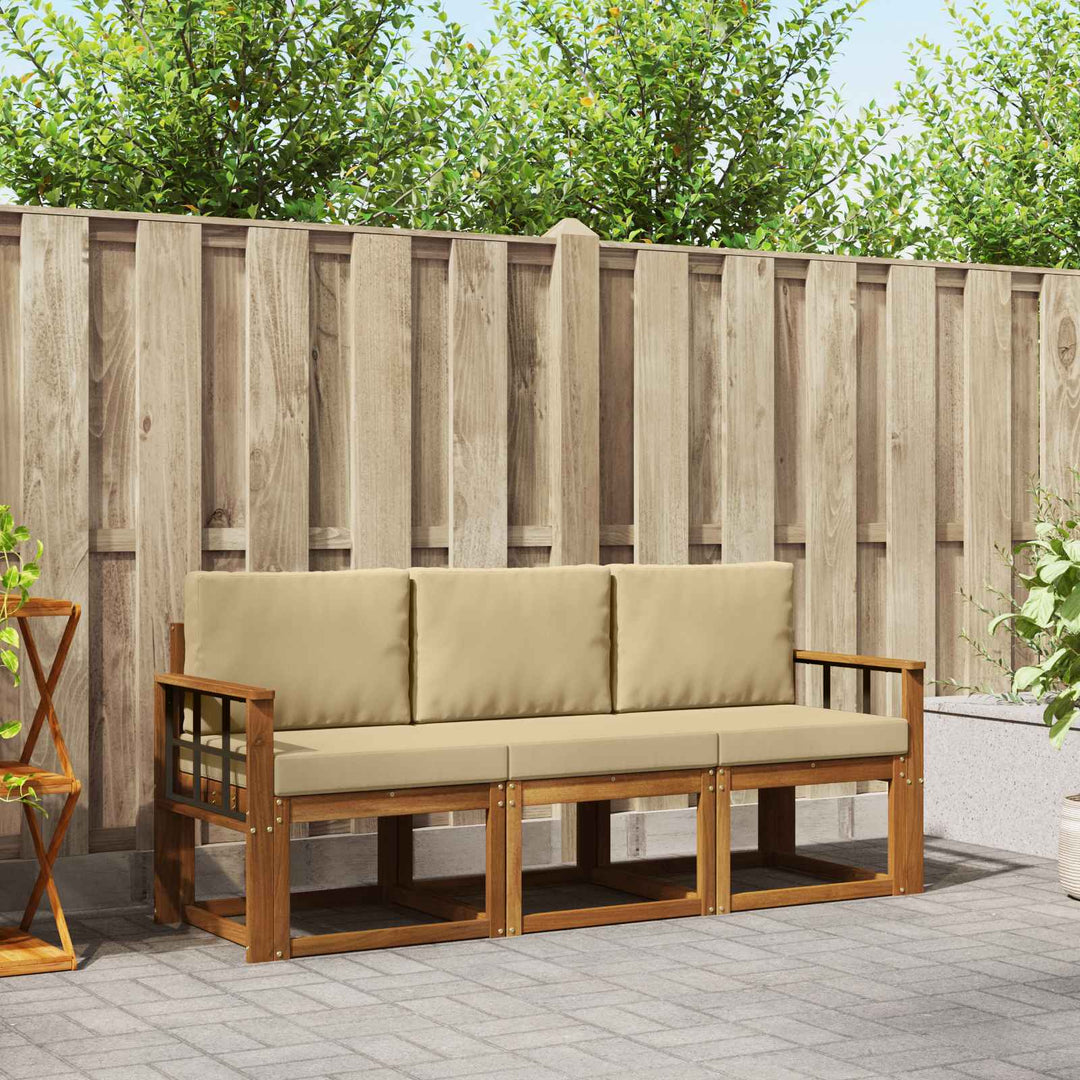 Udendørs sofagruppe med pude 3 pcs Naturlig og Beige