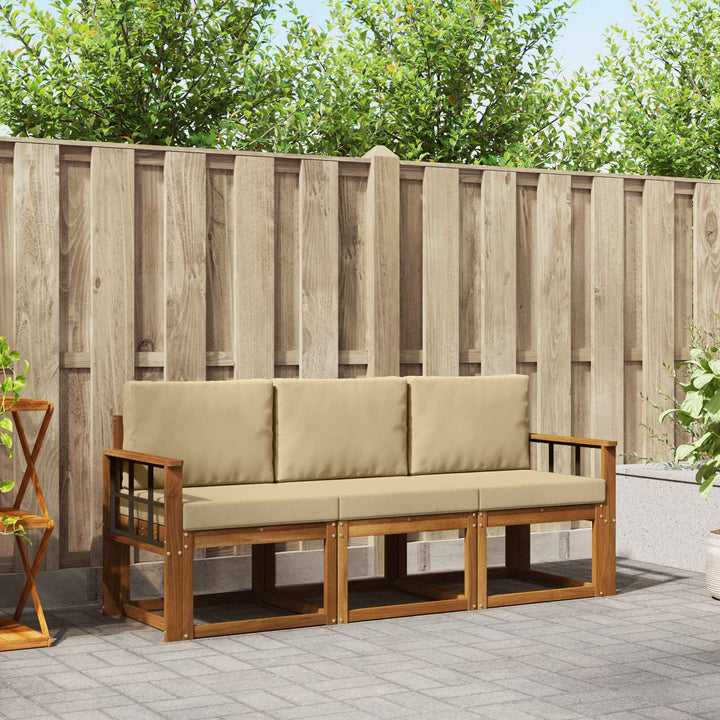 Udendørs sofagruppe med pude 3 pcs Naturlig og Beige