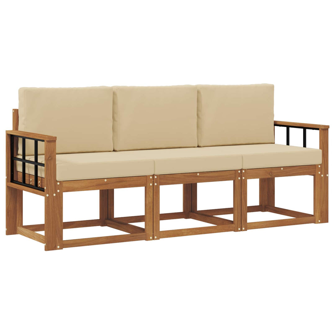 Udendørs sofagruppe med pude 3 pcs Naturlig og Beige