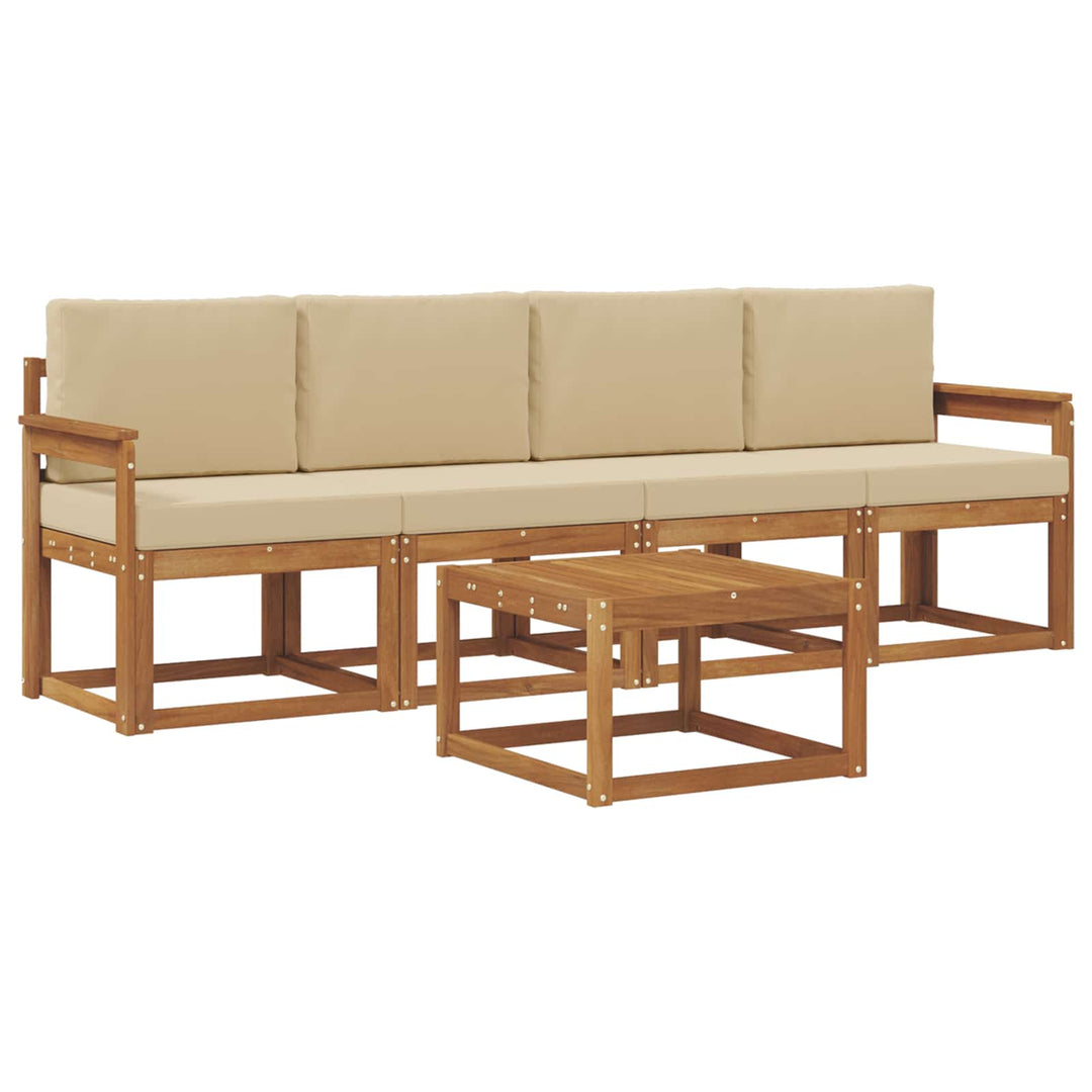 Udendørs sofagruppe med pude 5 pcs Naturlig og Beige