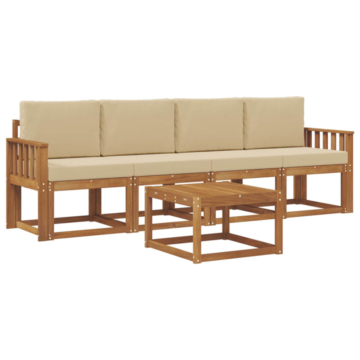 Udendørs sofagruppe med pude 5 pcs Naturlig og Beige