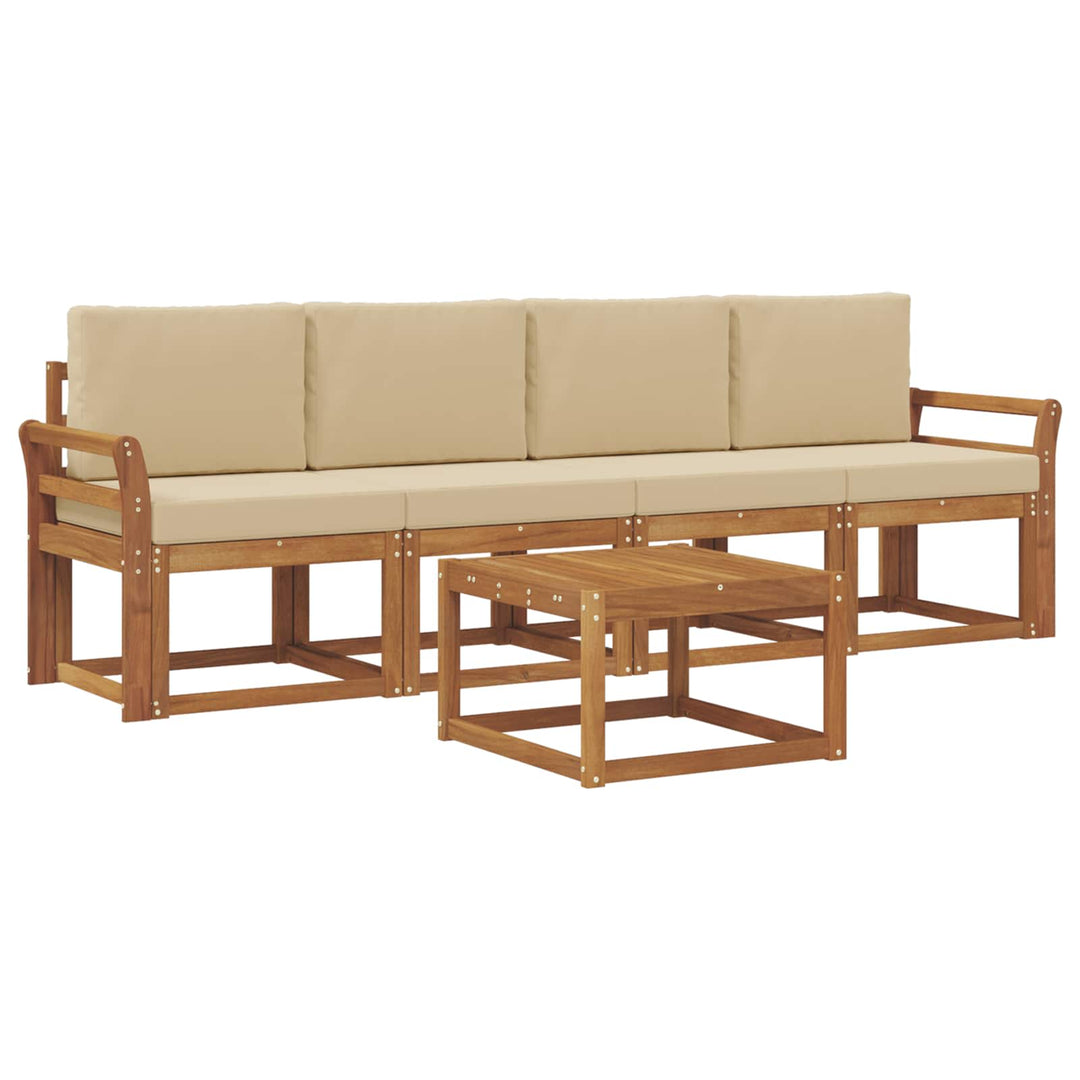 Udendørs sofagruppe med pude 5 pcs Naturlig og Beige