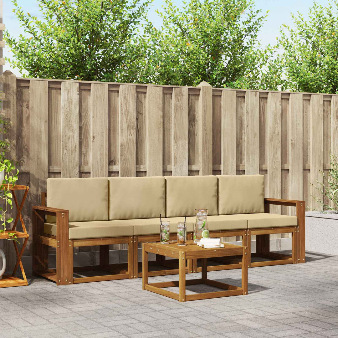 Udendørs sofagruppe med pude 5 pcs Naturlig og Beige