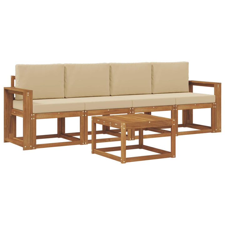 Udendørs sofagruppe med pude 5 pcs Naturlig og Beige