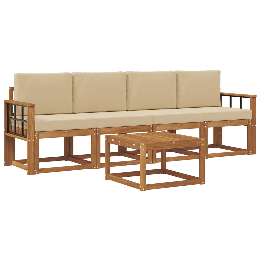 Udendørs sofagruppe med pude 5 pcs Naturlig og Beige