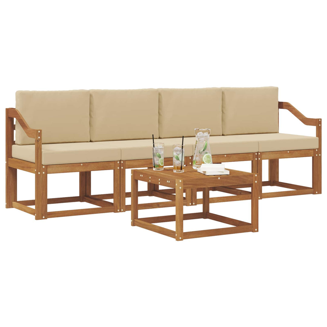 Udendørs sofagruppe med pude 5 pcs Naturlig og Beige