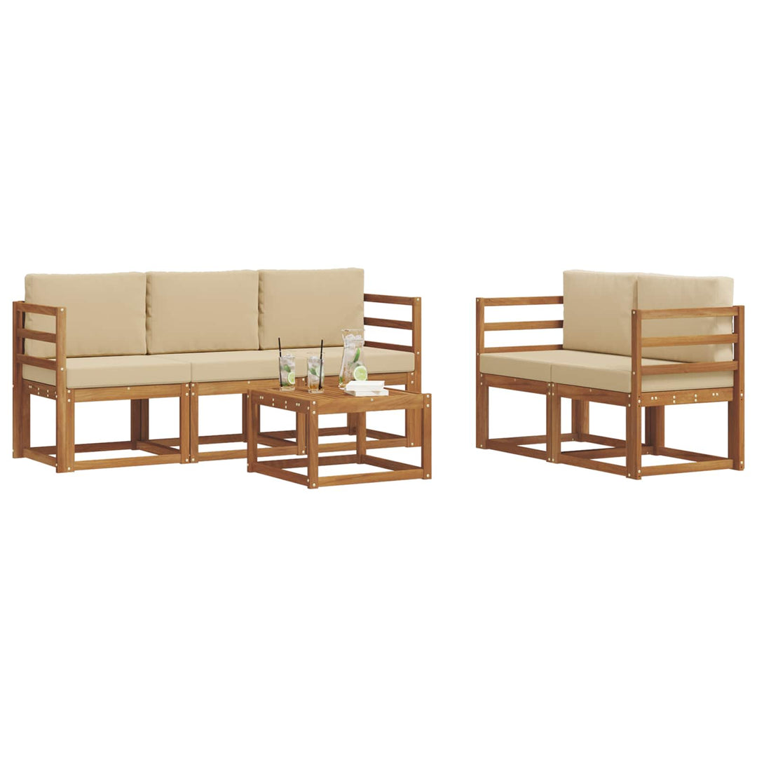 Udendørs sofagruppe med pude 6 pcs Naturlig og Beige