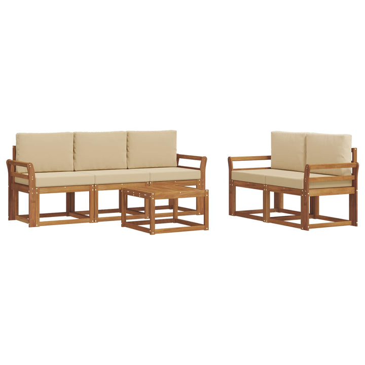 Udendørs sofagruppe med pude 6 pcs Naturlig og Beige