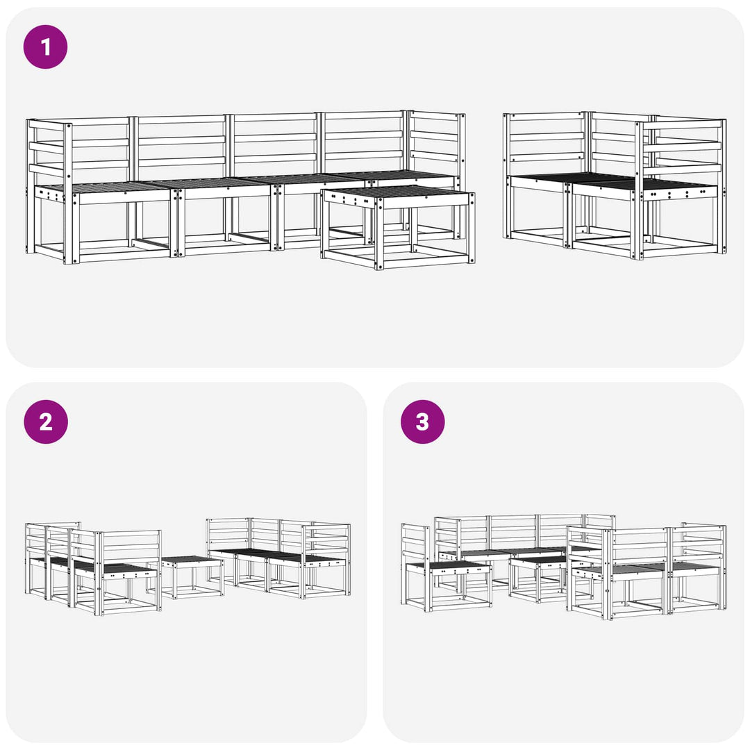Udendørs sofagruppe 7 pcs Naturfarvet