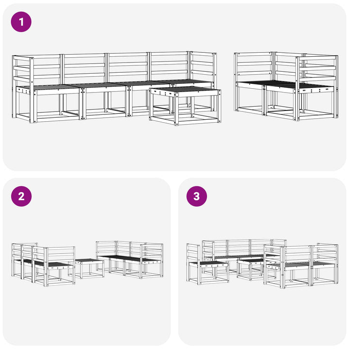 Udendørs sofagruppe 7 pcs Naturfarvet